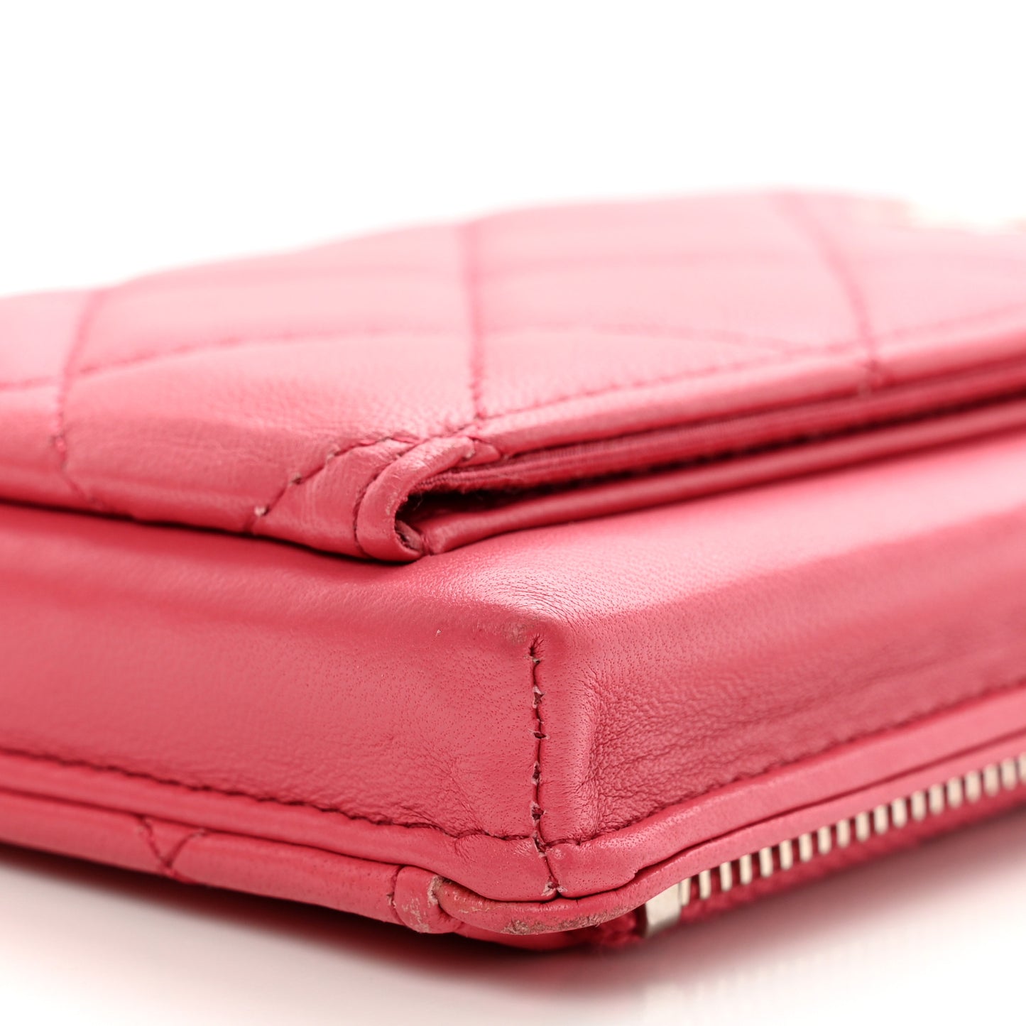 Lambskin Quilted Phone Chain Clutch Bag Pink