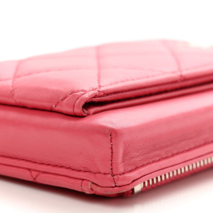 Chanel Lambskin Quilted Phone Chain Clutch Bag Pink 9 of 10