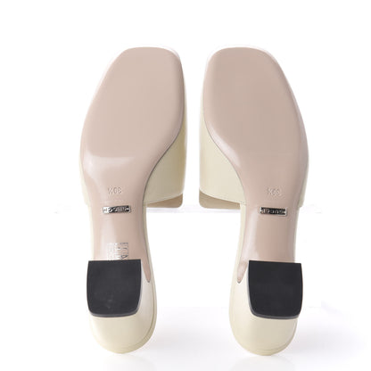 Gucci Malaga Kid Crystal Square G Madelyn Mules 39.5 Vintage White 5 of 9