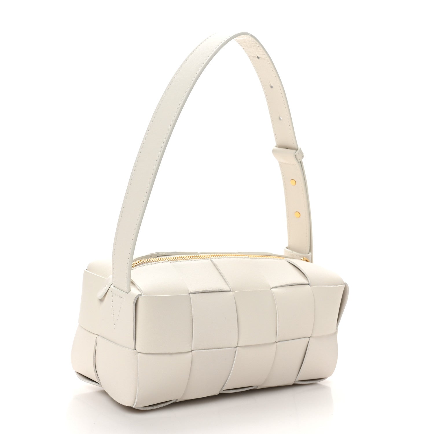 Bottega Veneta Lambskin Maxi Intrecciato Small Brick Cassette Bag White 3 of 9