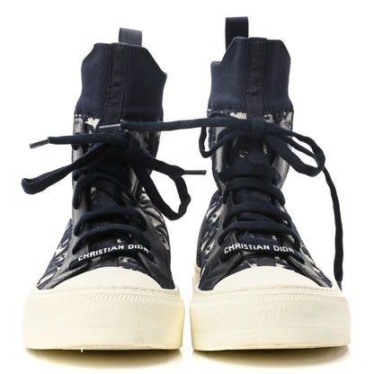 Christian Dior Technical Knit Calfskin Oblique Womens Walk'n Dior High Top Sneakers 36.5 Deep Blue 2 of 8
