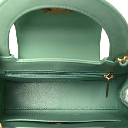 Chanel Shiny Aged Calfskin Quilted Nano Kelly Shopper Light Green 5 of 11