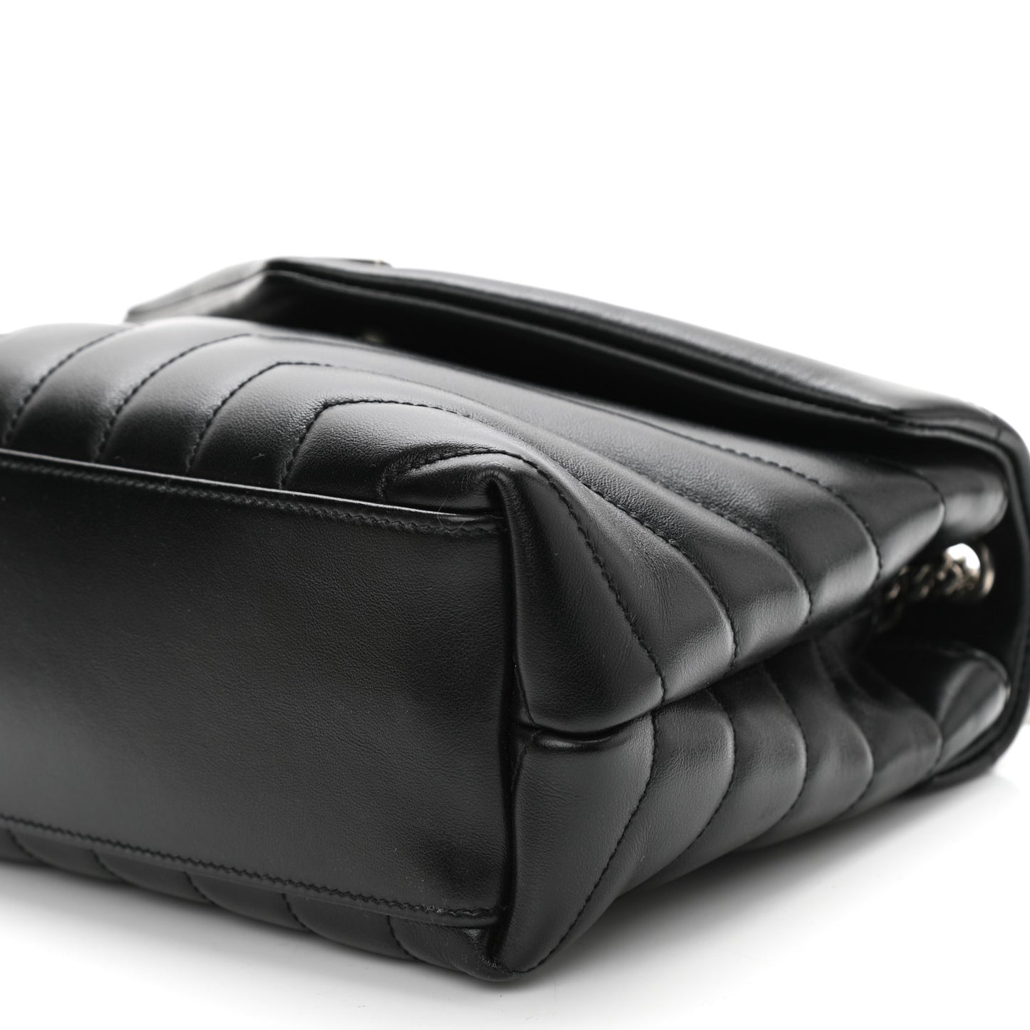 Calfskin Y Quilted Monogram Small Loulou Chain Satchel Black
