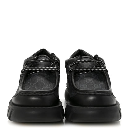 Gucci GG Supreme Monogram Quebec Calfskin Retro Interlocking G Mens Platform Derby Loafers 8.5 Black 3 of 8