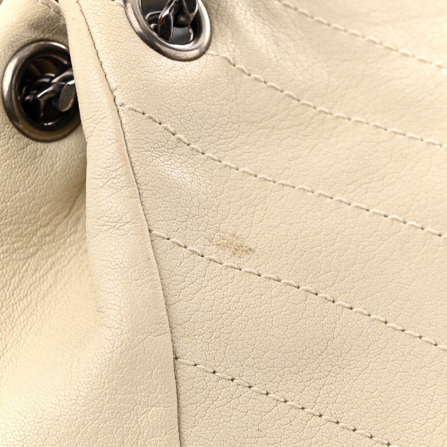 Saint Laurent Vintage Lambskin Chevron Monogram Large Nolita Crema Soft 13 of 14