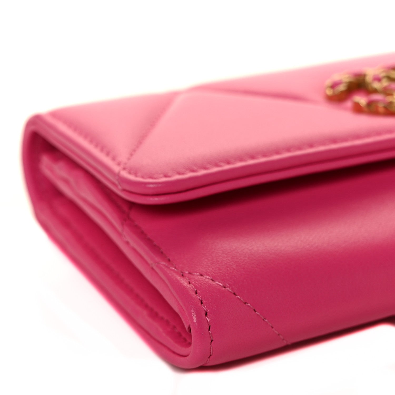 Chanel Lambskin Quilted Chanel 19 Flap Wallet Dark Pink 8 of 10
