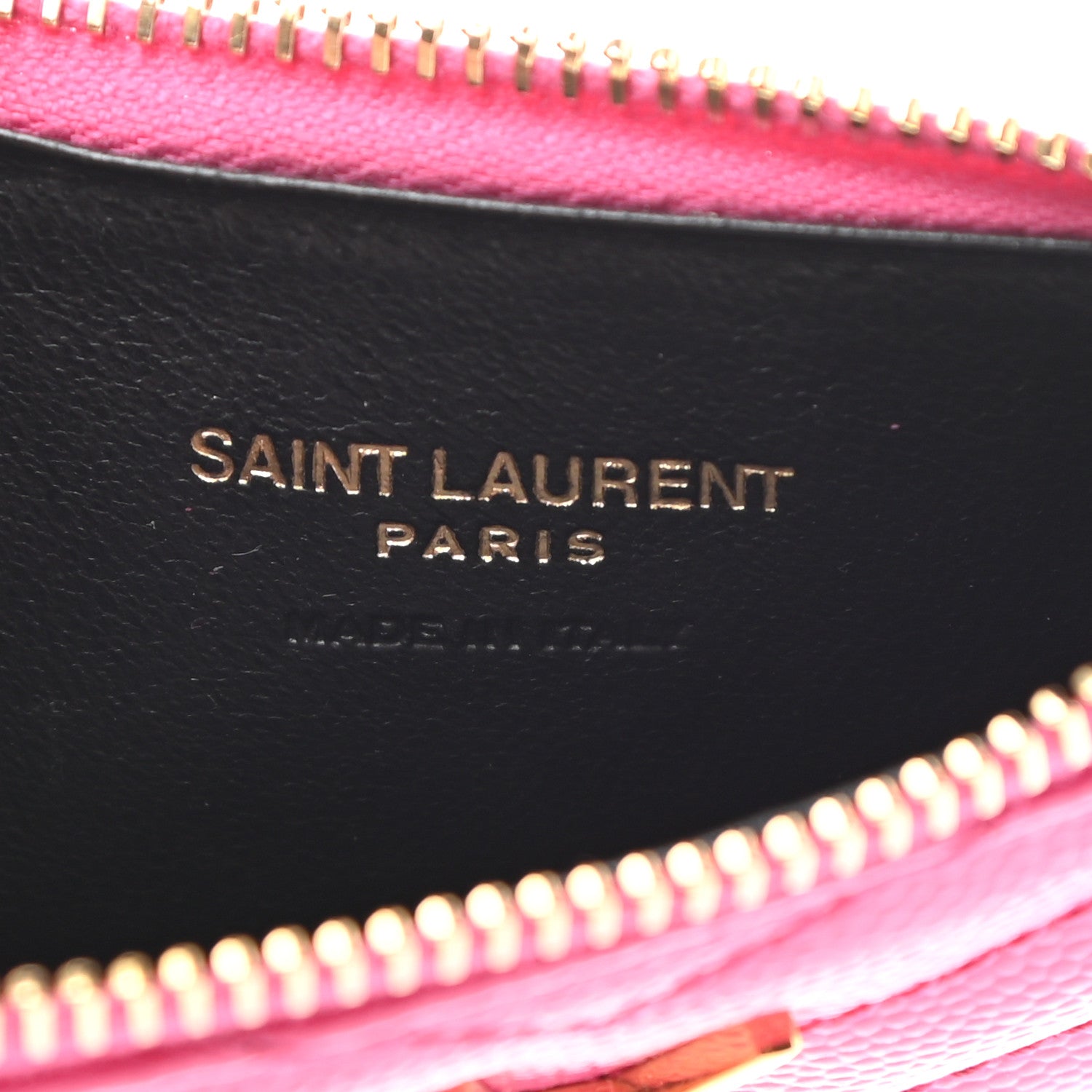 Saint Laurent Grain De Poudre Matelasse Chevron Monogram Fragments Zippered Card Case Fresh Fuxia 6 of 8