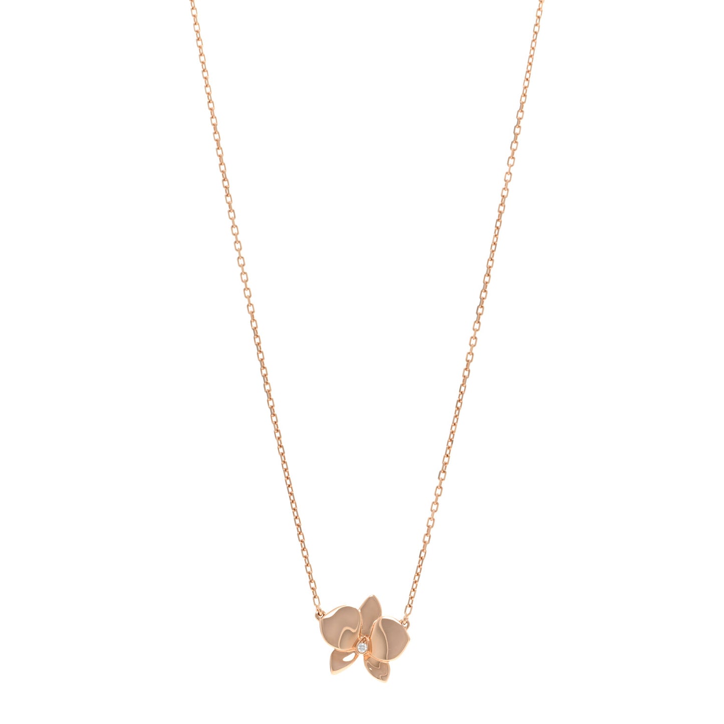18K Pink Gold Diamond Caresse D'Orchidees Par Cartier Pendant Necklace