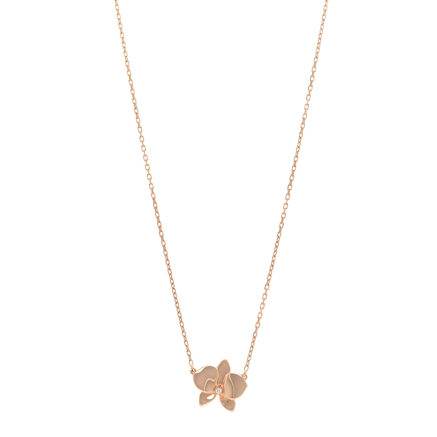 Cartier 18K Pink Gold Diamond Caresse D'Orchidees Par Cartier Pendant Necklace 1 of 5