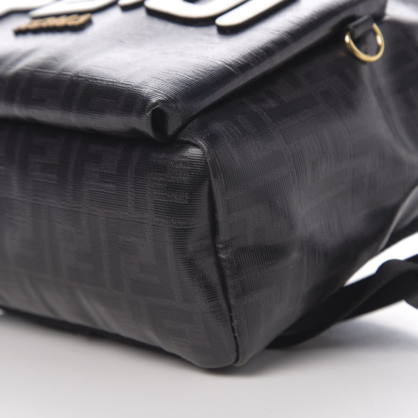 X FILA Glazed Fabric Vitello Century FF 1974 Mania Pouch Pocket Backpack Black White