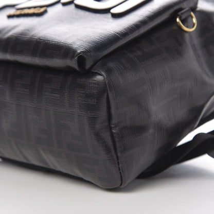 Fendi X FILA Glazed Fabric Vitello Century FF 1974 Mania Pouch Pocket Backpack Black White 8 of 9