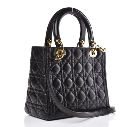 Christian Dior Lambskin Cannage Medium Lady Dior Black 3 of 17