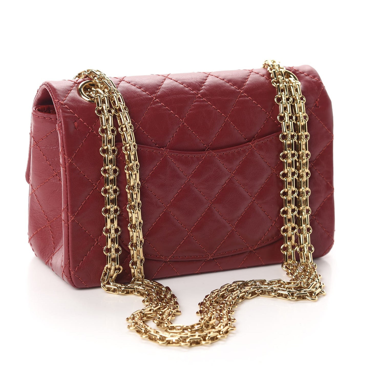 Aged Calfskin Quilted 2.55 Reissue Mini Flap Red