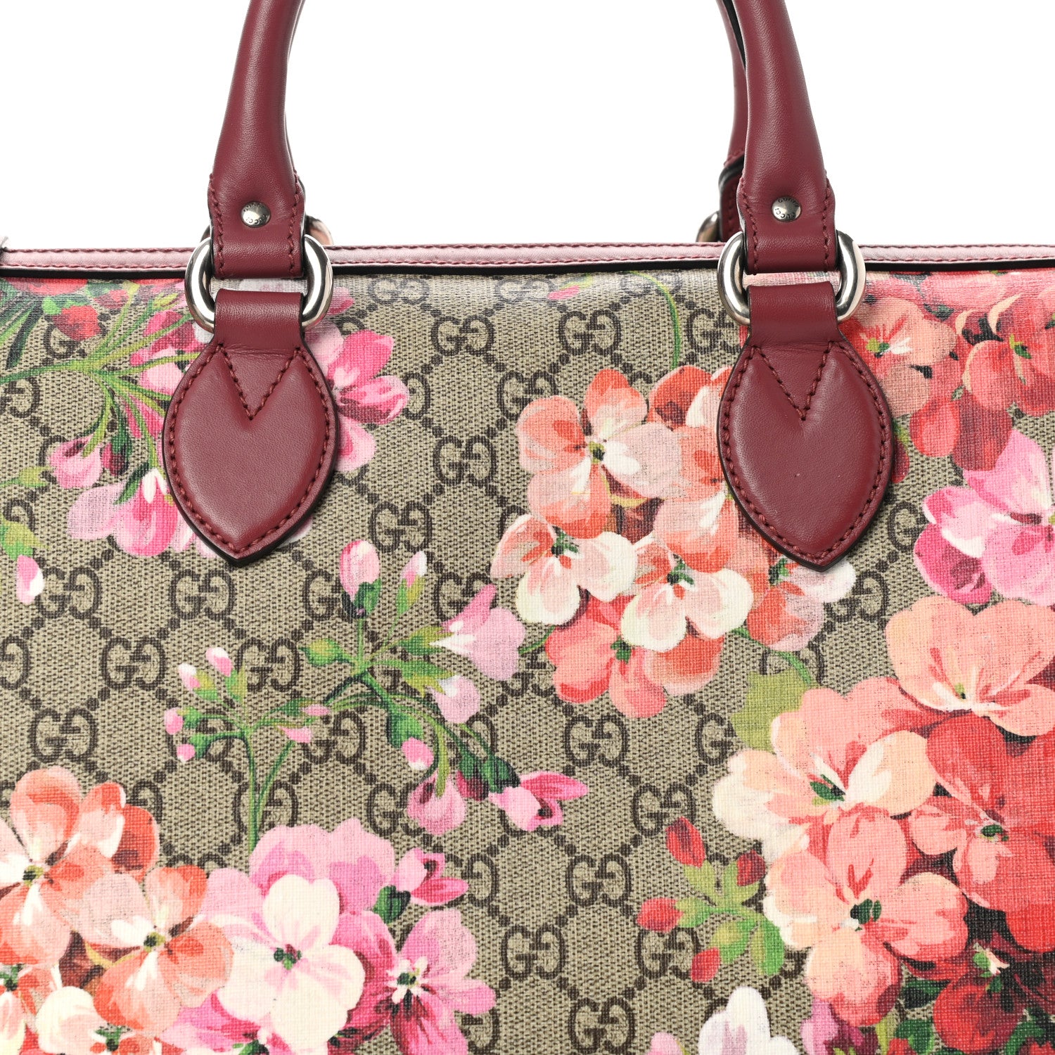 Gucci GG Supreme Monogram Blooms Medium Boston Beige Multicolor Dry Rose 8 of 13