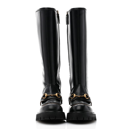 Gucci Cordovan Lux Harald Horsebit Knee High Boots 40 Black 2 of 9