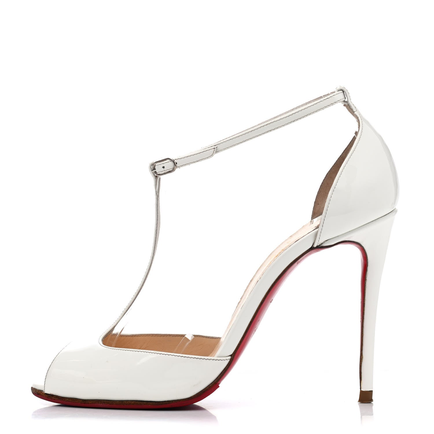 Christian Louboutin Patent Senora 100 Sandals 38 White 1 of 4