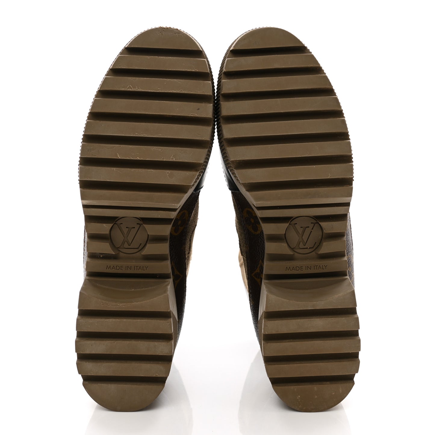 Suede Calfskin Monogram Laureate Platform Desert Boots 38 Taupe