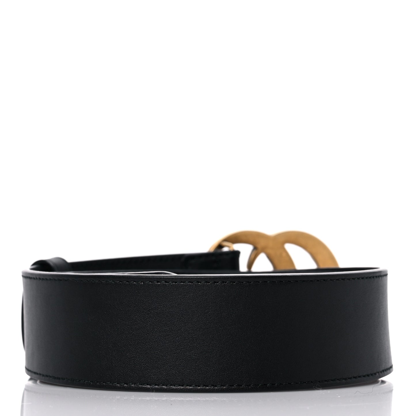 Moon Calfskin Pearl Double G 40mm Belt 90 36 Black Cream