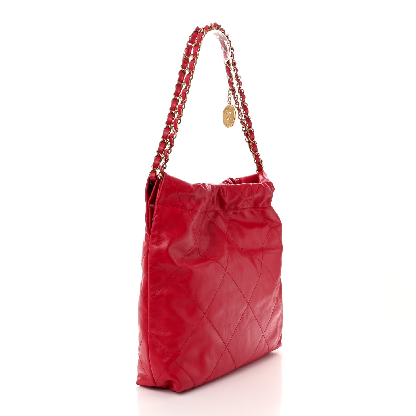 Shiny Calfskin Quilted Small Chanel 22 Red