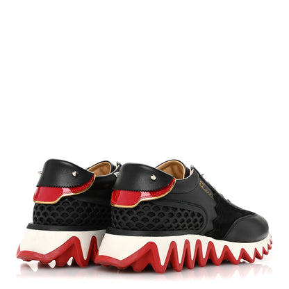 Christian Louboutin Calfskin Suede Patent Womens Loubishark Sneakers 39.5 Black Loubi 5 of 10