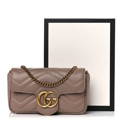 Gucci Calfskin Matelasse Super Mini GG Marmont Shoulder Bag Porcelain Rose 10 of 10