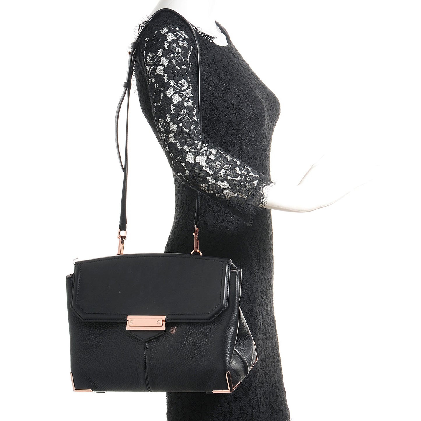 Calfskin Large Marion Soft Black with Rose Gold Hardware