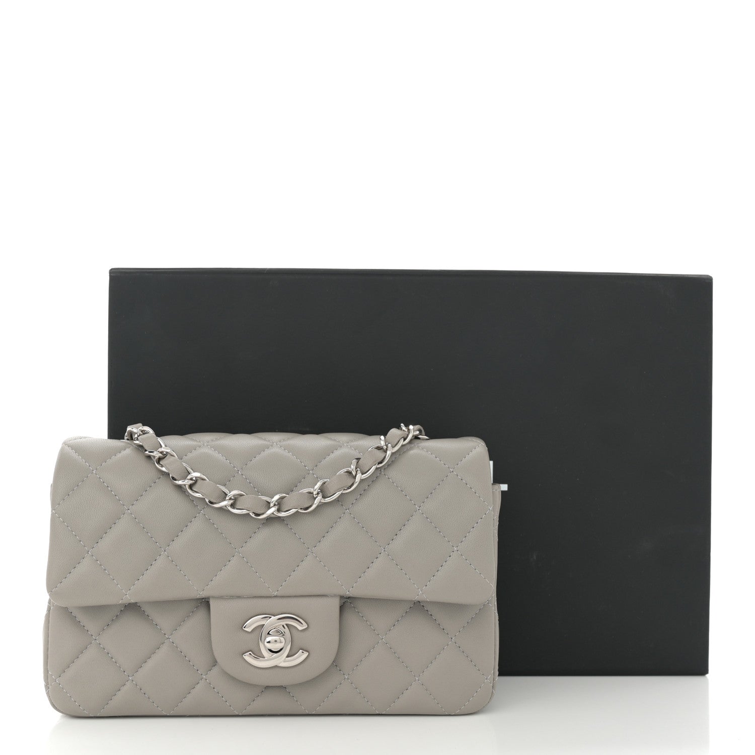 Chanel Lambskin Quilted Mini Rectangular Flap Grey 11 of 11