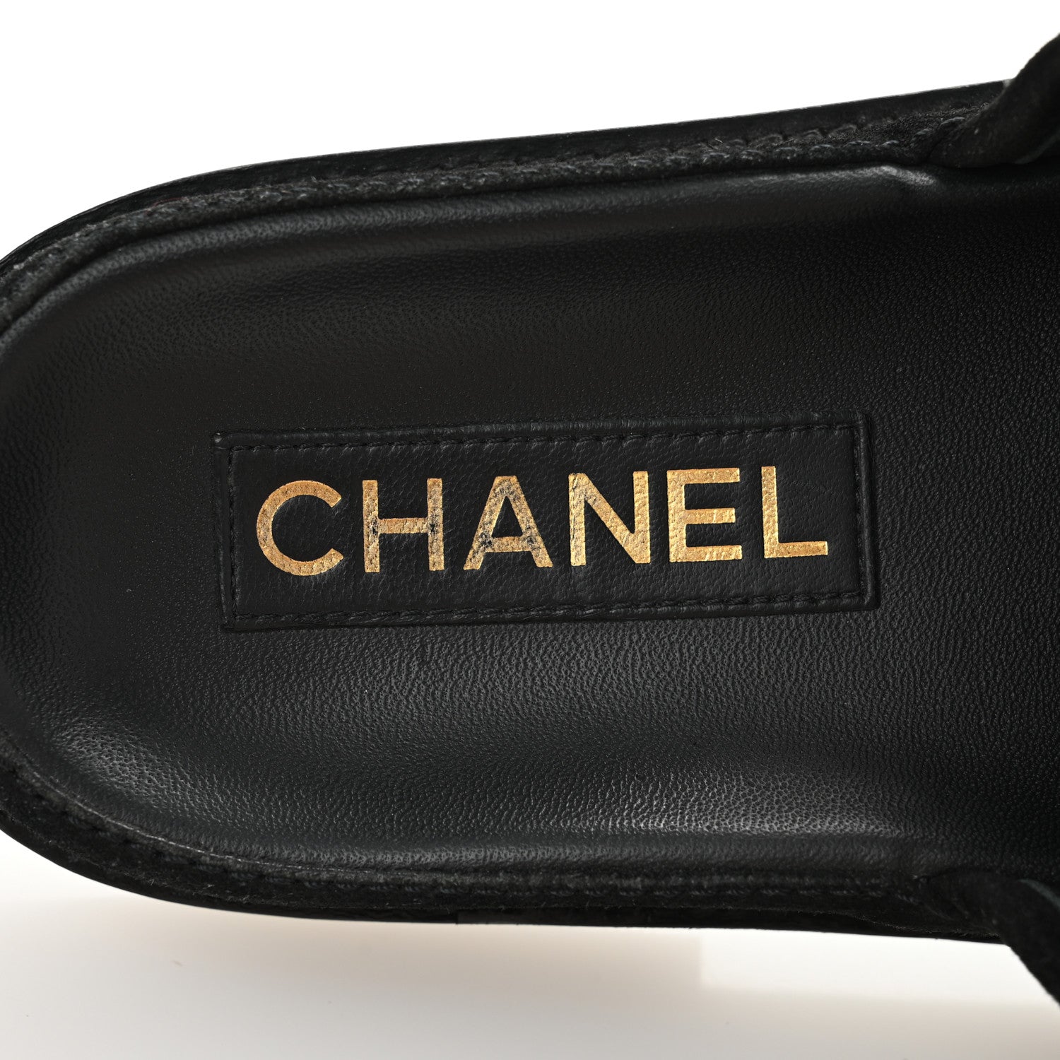Chanel Suede Stitched Resin CC Mules 38.5 Black 8 of 10