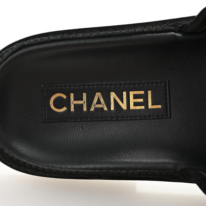 Chanel Suede Stitched Resin CC Mules 38.5 Black 8 of 10
