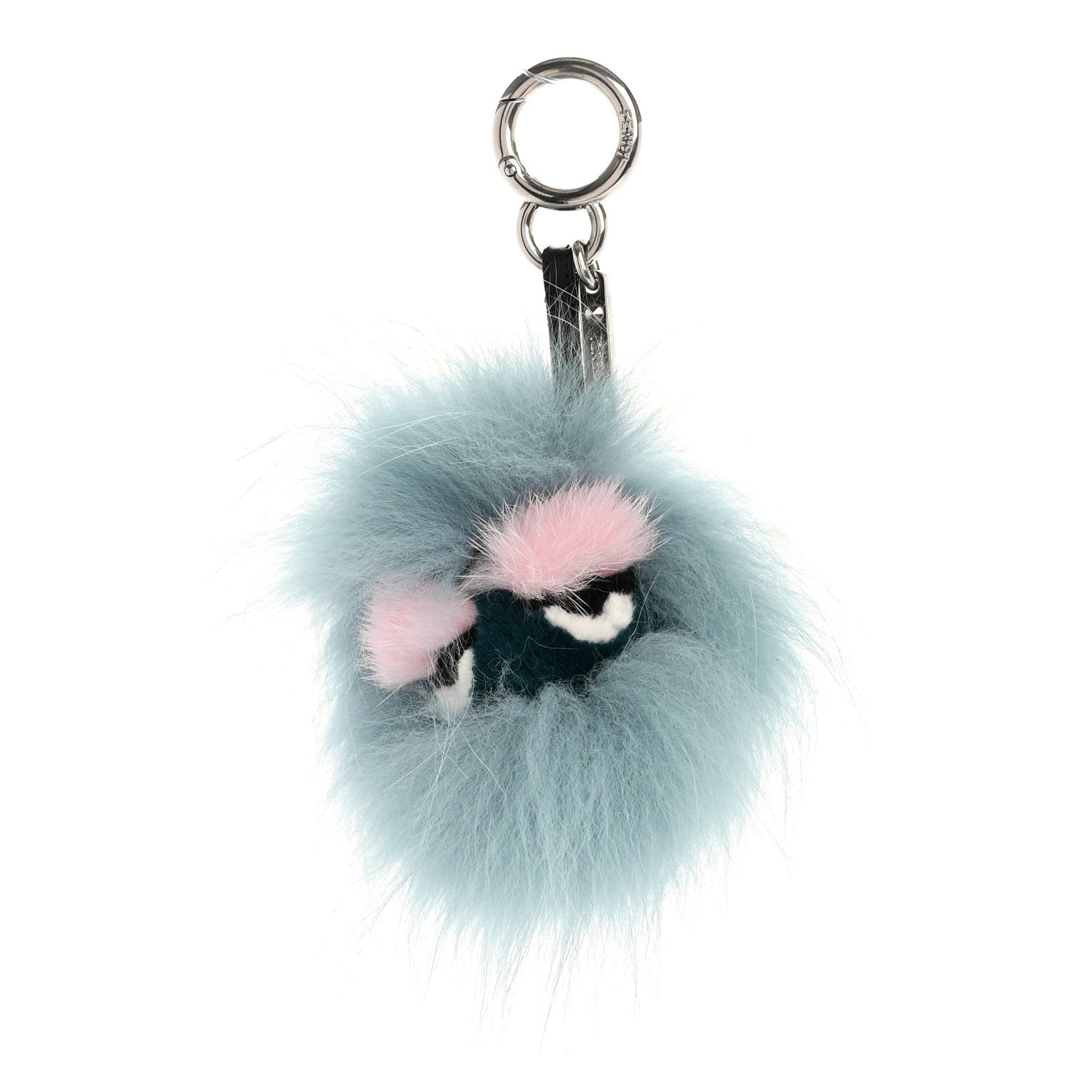 Fendi Fox Mink Rabbit Fur Vitello Flamingo Mini Monster Bag Bug Charm Lagoon Black Multicolor 1 of 4