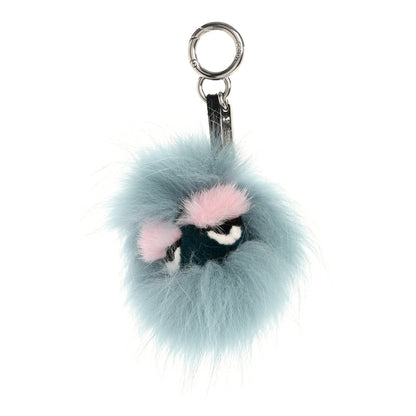 Fendi Fox Mink Rabbit Fur Vitello Flamingo Mini Monster Bag Bug Charm Lagoon Black Multicolor 1 of 4