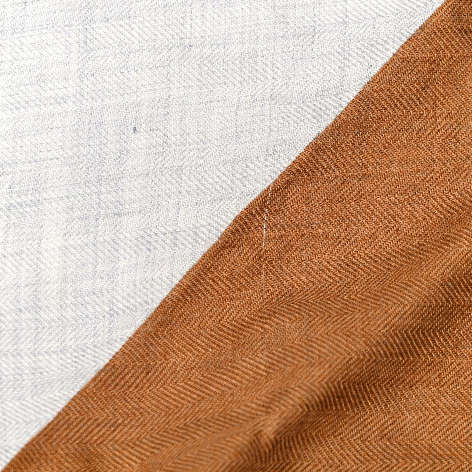 Hermes Cashmere Silk Encadre Giant Triangle Scarf Camel Gris Chine Jaune 4 of 4