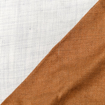 Hermes Cashmere Silk Encadre Giant Triangle Scarf Camel Gris Chine Jaune 4 of 4