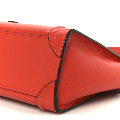 Celine Drummed Calfskin Nano Luggage Vermillion 10 of 11