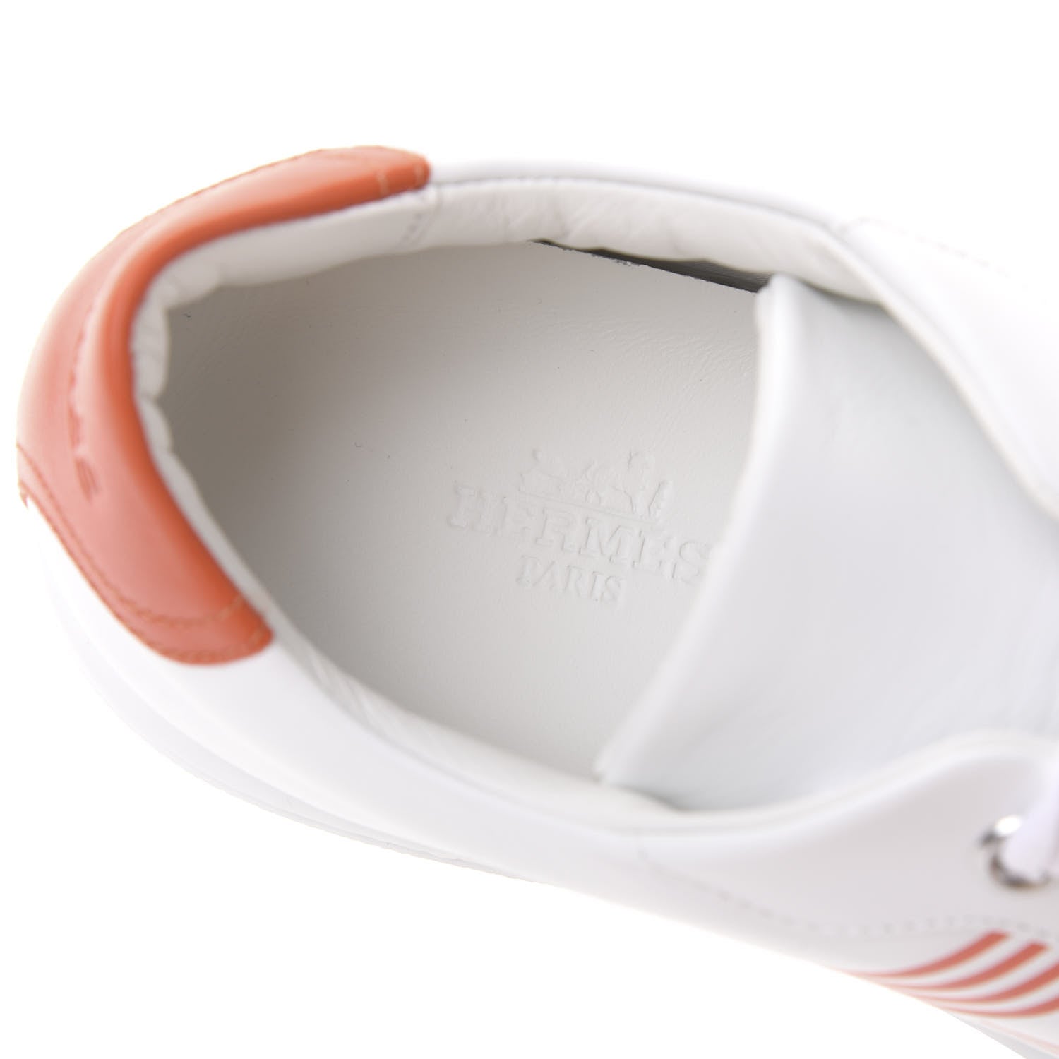Hermes Calfskin Womens Advantage Sneakers 36 White Orange 7 of 9
