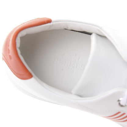 Hermes Calfskin Womens Advantage Sneakers 36 White Orange 7 of 9