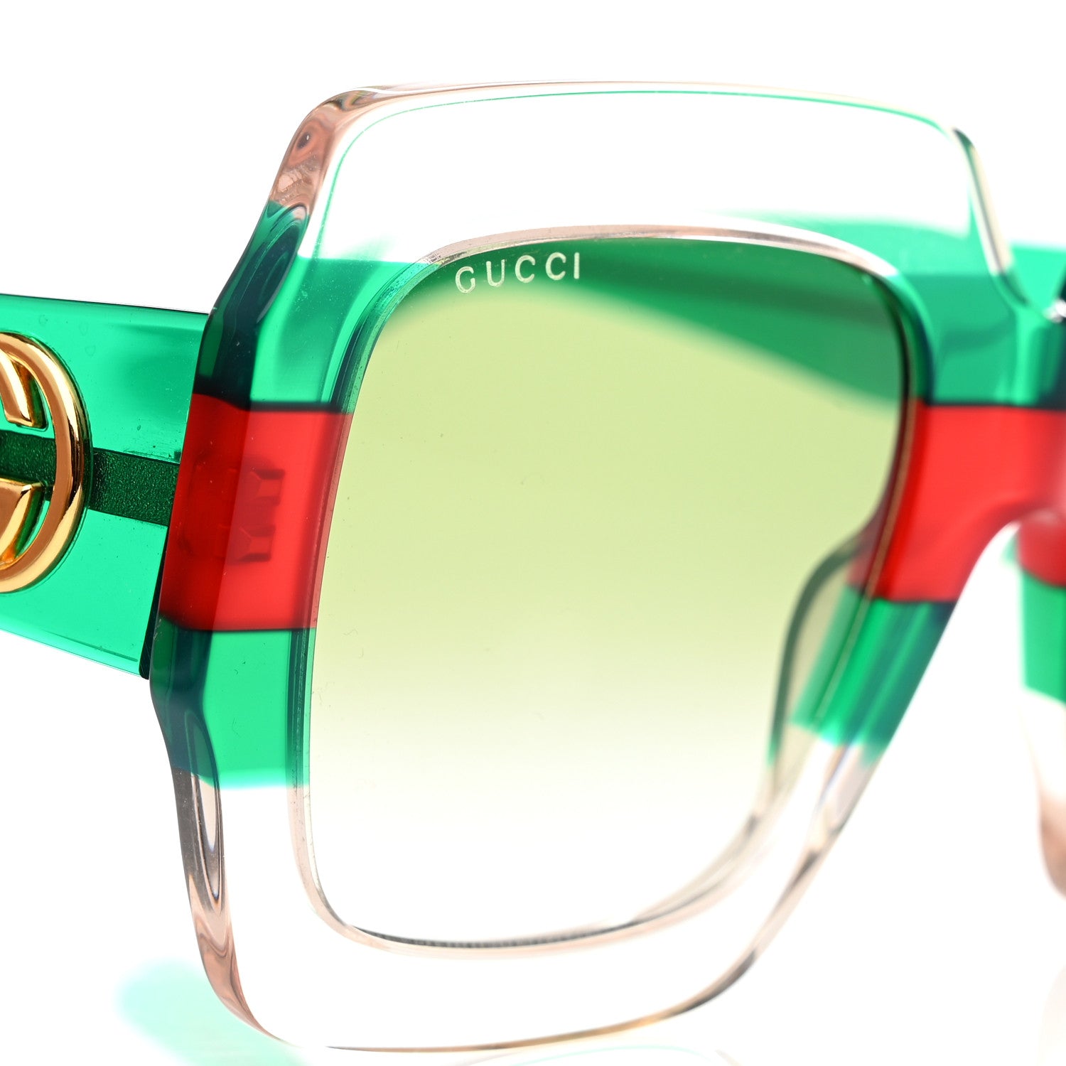 Gucci Square Web Frame GG0178S Sunglasses Green Red 7 of 8