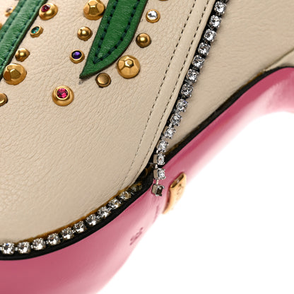 Gucci Calfskin Floral Crystal Embroidered Fosca Boots 38 Mystic White 8 of 10