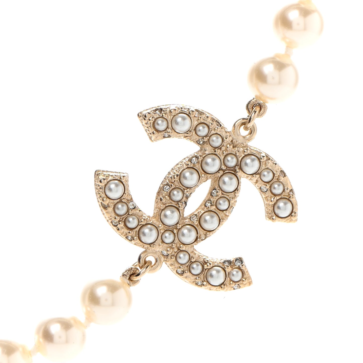 Pearl CC 100th Anniversary Necklace Light Gold