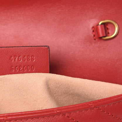 Gucci Calfskin Matelasse Super Mini GG Marmont Shoulder Bag Hibiscus Red 7 of 9