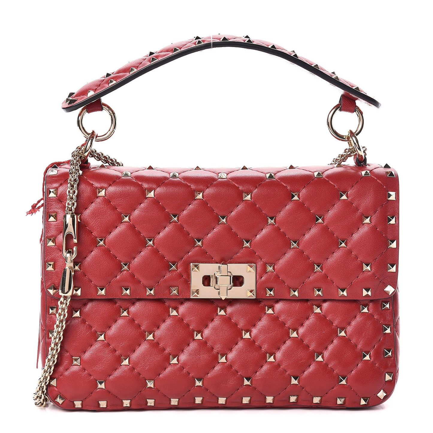 Nappa Medium Rockstud Spike Shoulder Bag Rosso Valentino