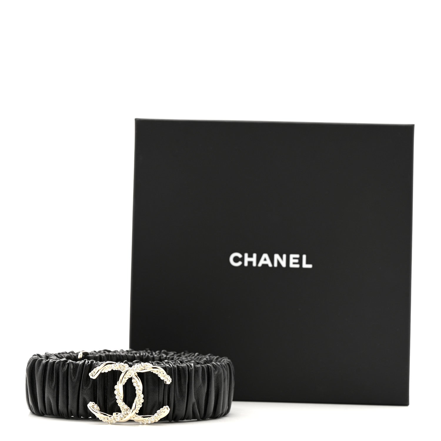 Chanel Lambskin Crystal CC Belt 85 34 Black 4 of 4
