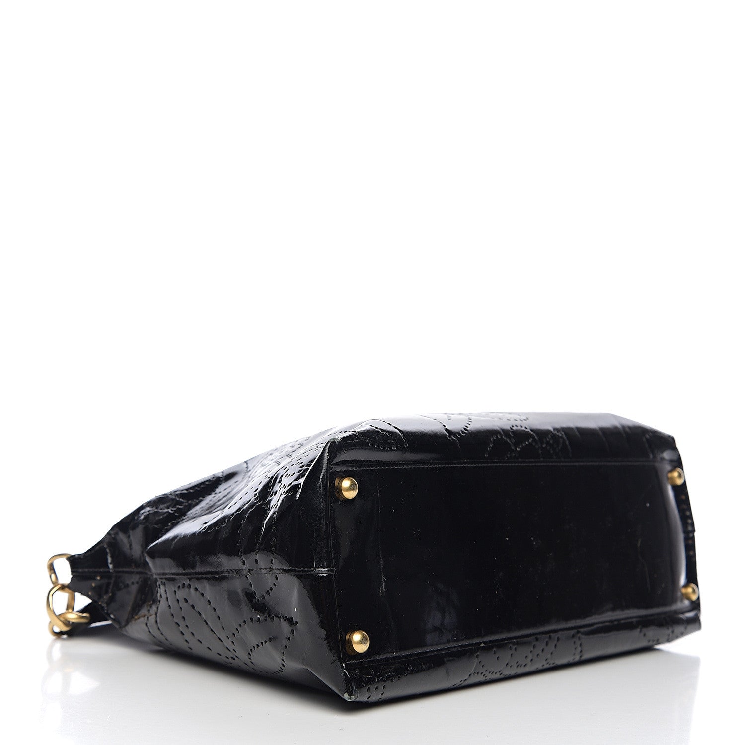 Chanel Patent Perforated Camelia Hobo Black 3 of 9