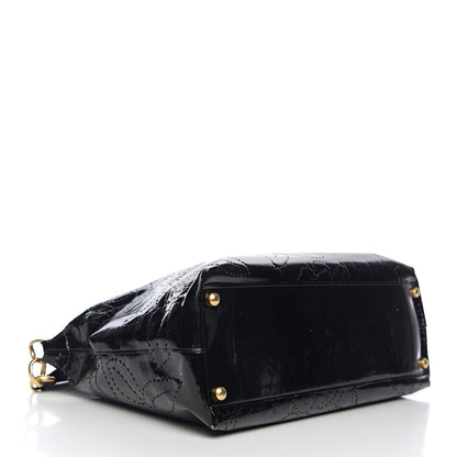 Chanel Patent Perforated Camelia Hobo Black 3 of 9