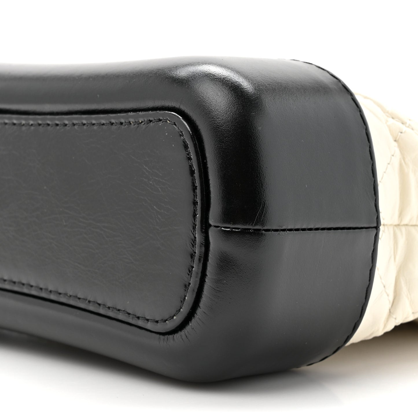Aged Calfskin Quilted Small Gabrielle Hobo Black White