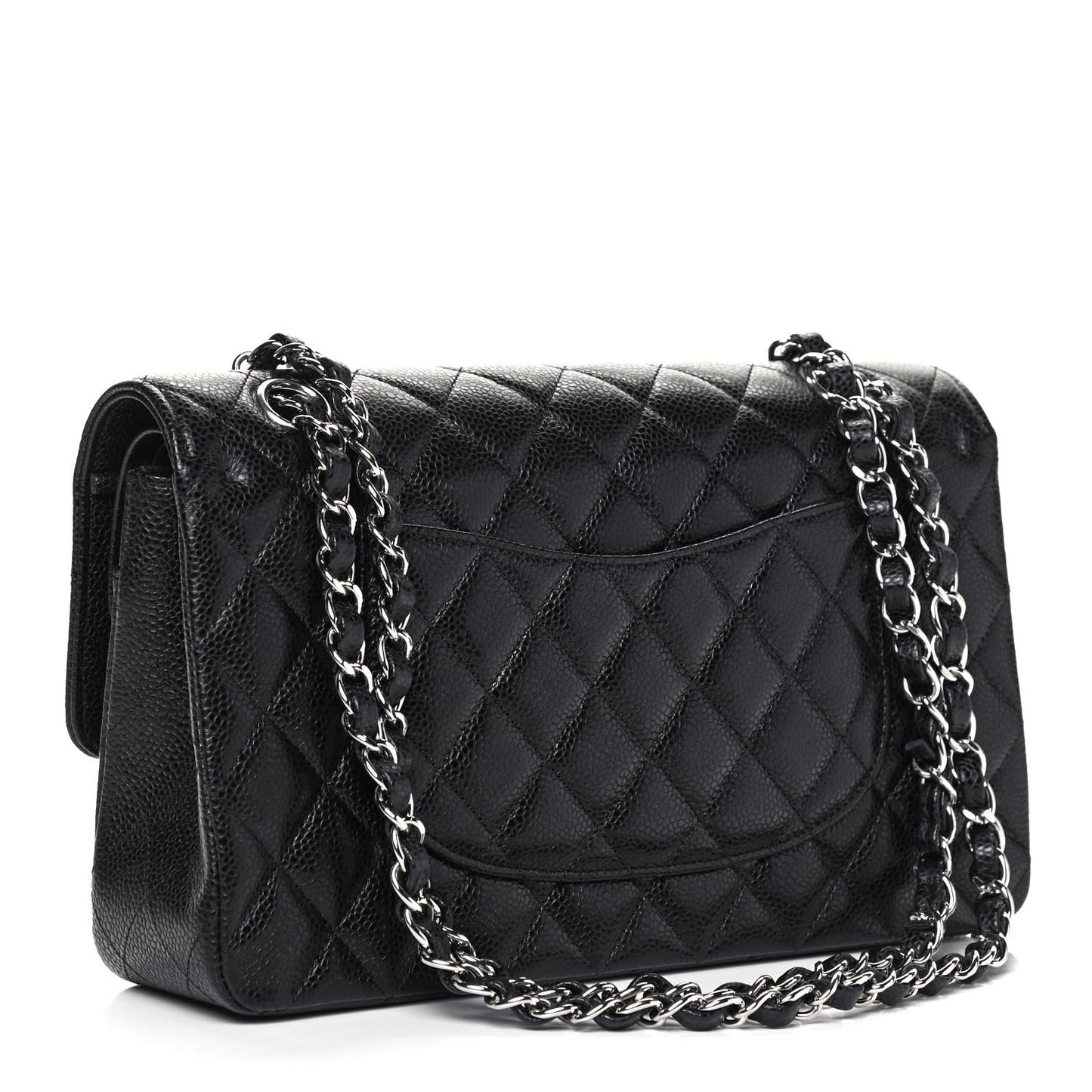 Caviar Quilted Medium Double Flap Black