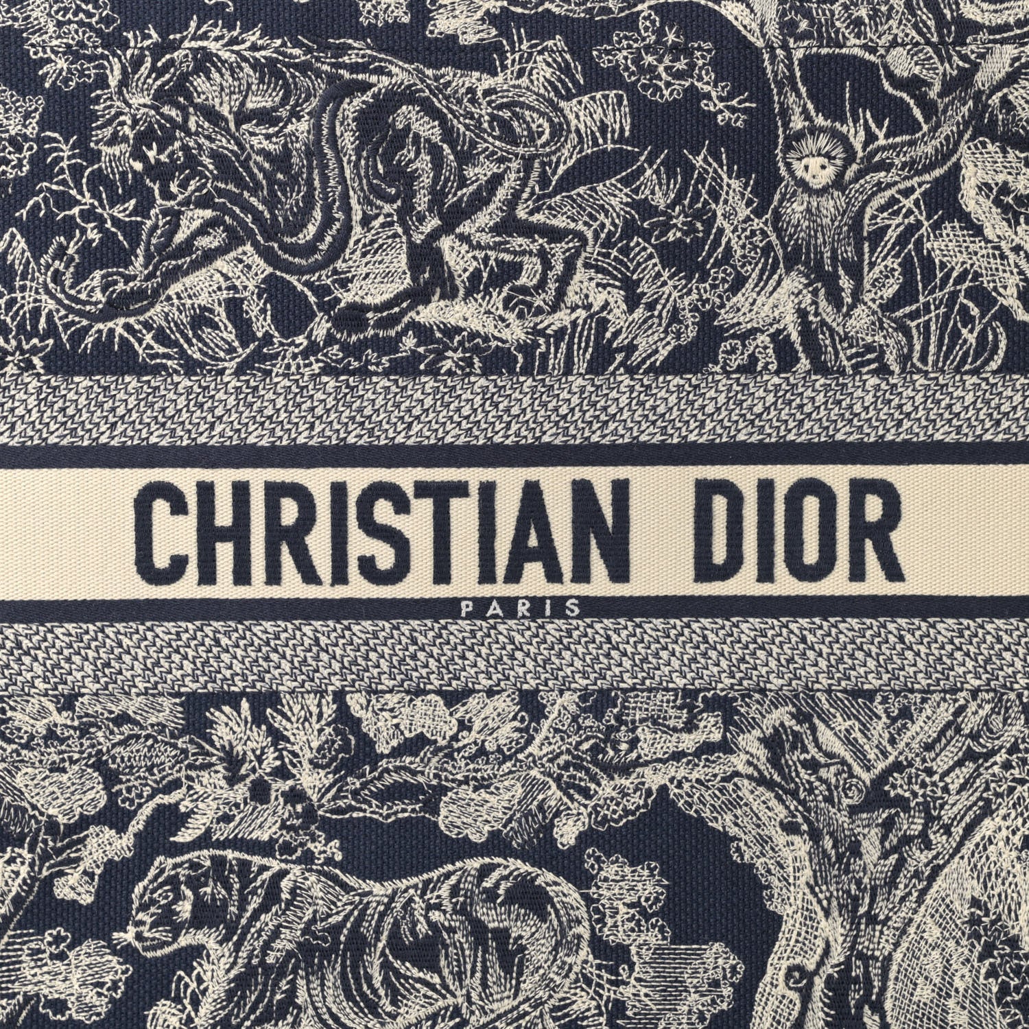 Christian Dior Canvas Embroidered Large Dioriviera Toile De Jouy Reverse Book Tote Blue 8 of 11