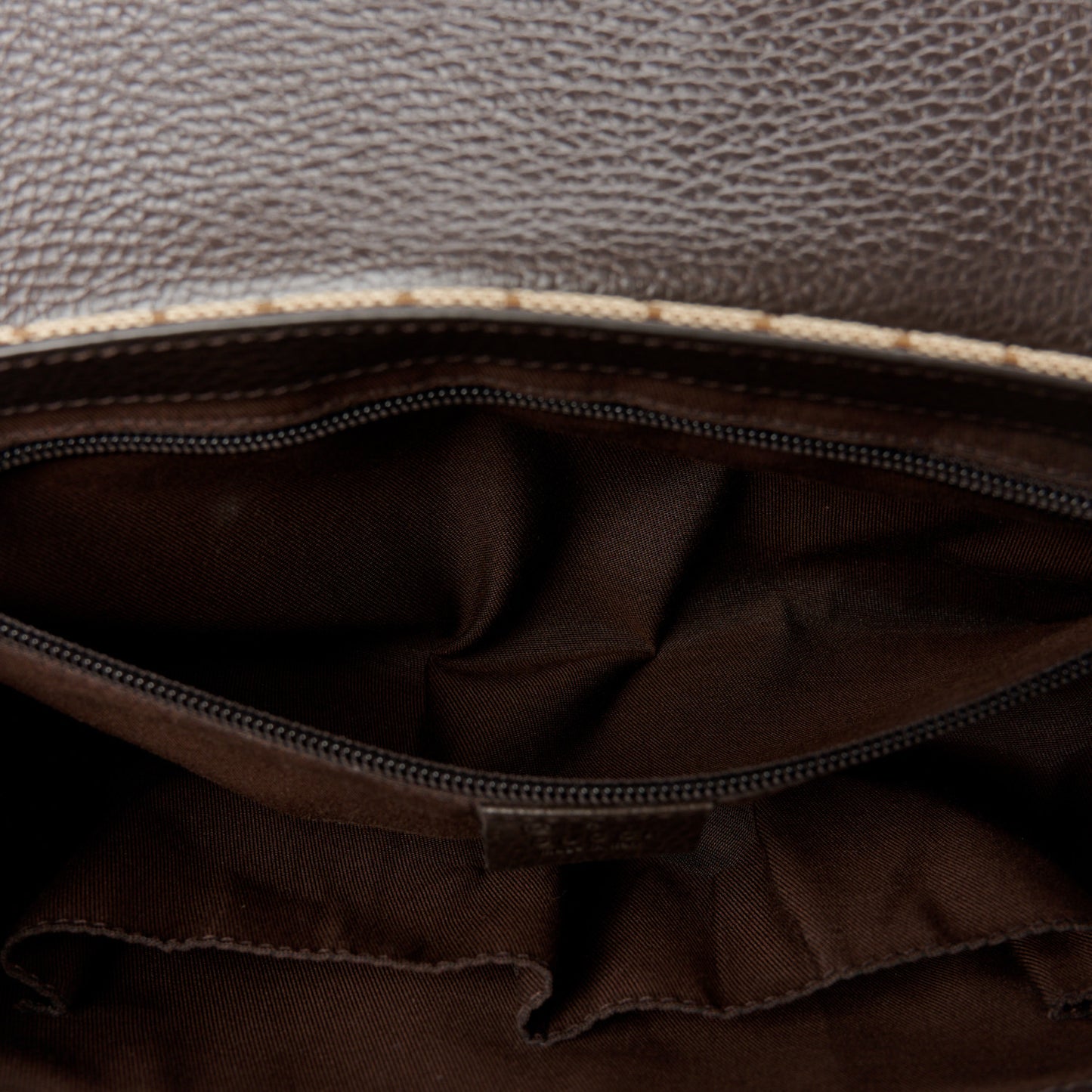 Monogram Flap Messenger Bag Beige Dark Brown