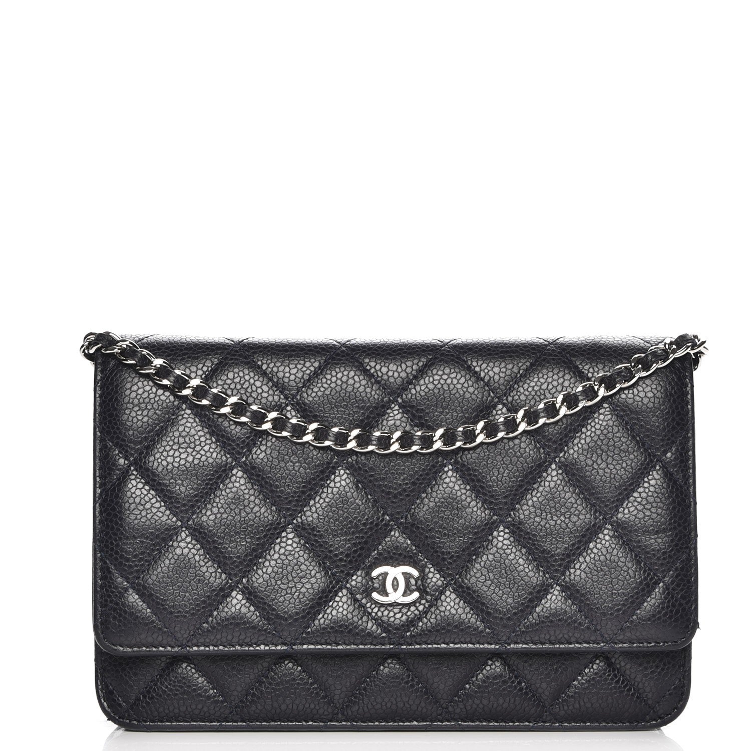 Chanel Caviar Quilted Wallet On Chain WOC Navy Blue 1 of 10