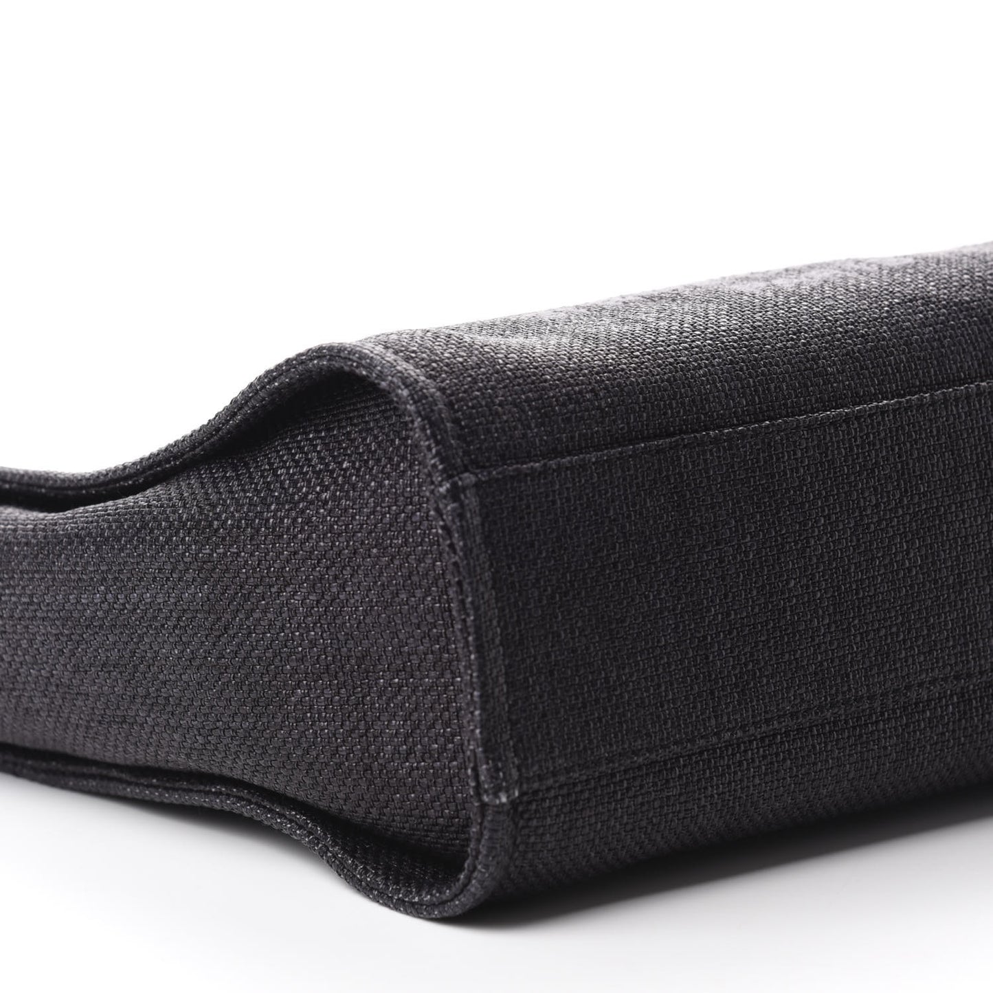Woven Straw Raffia Small Deauville Tote Black
